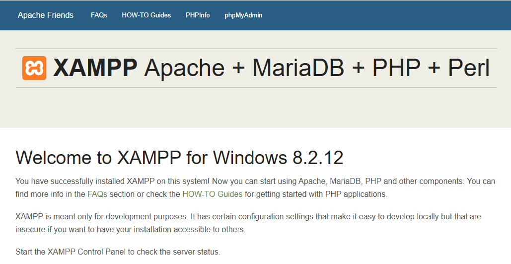 welcome xampp